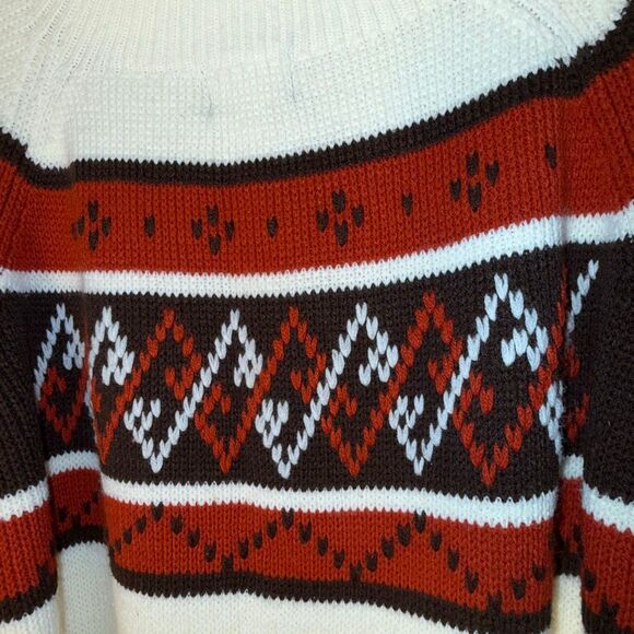 Vintage 70’s JCPenney Nordic Fair Isle Buttercream Men’s Ski Sweater Acrylic Siz - Picture 7 of 12